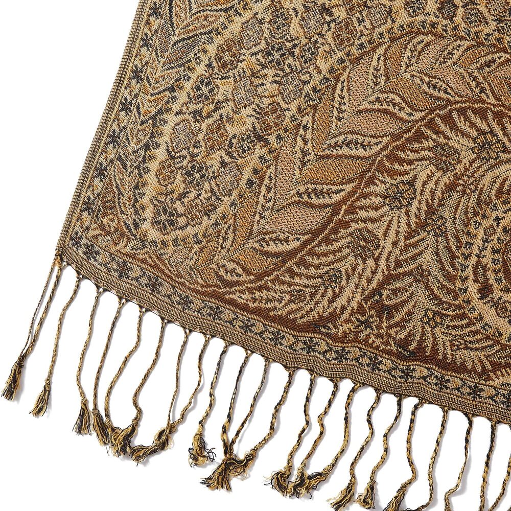 8877 Big Paisley Pashmina Shawl Wrap Scarf Double Layers Reversible - Picture 5 of 5